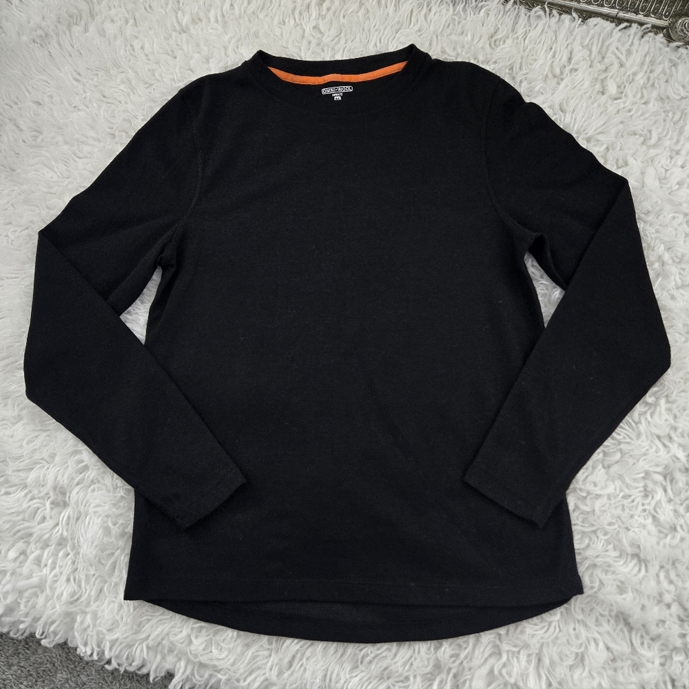 Omni-Wool Mens Wool Blend Base Layer Solid Black Long Sleeve Shirt Size Medium.